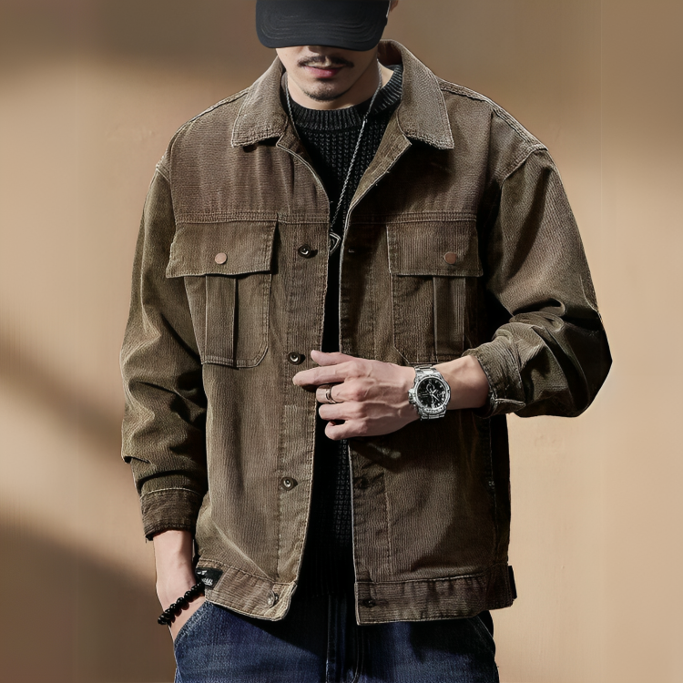 Men's Khaki Corduroy Jacket - Bentley Maxwell