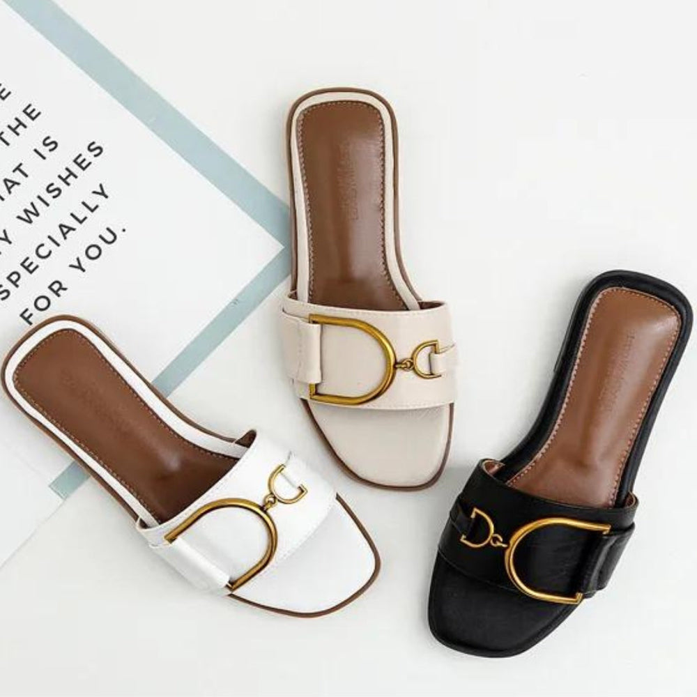 Square-Toe Chic Leather Sandals - Bentley Maxwell