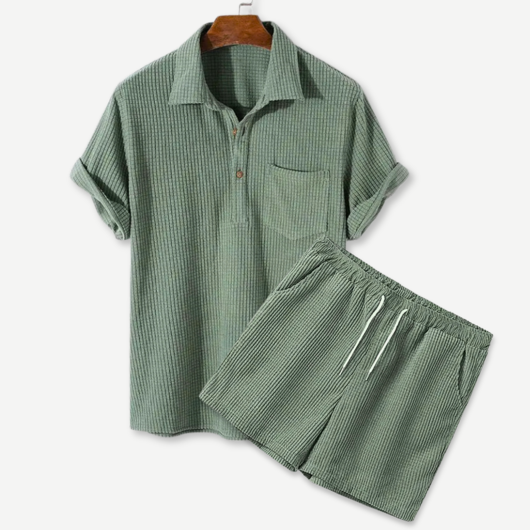 Waffle Polo & Shorts Set - Bentley Maxwell