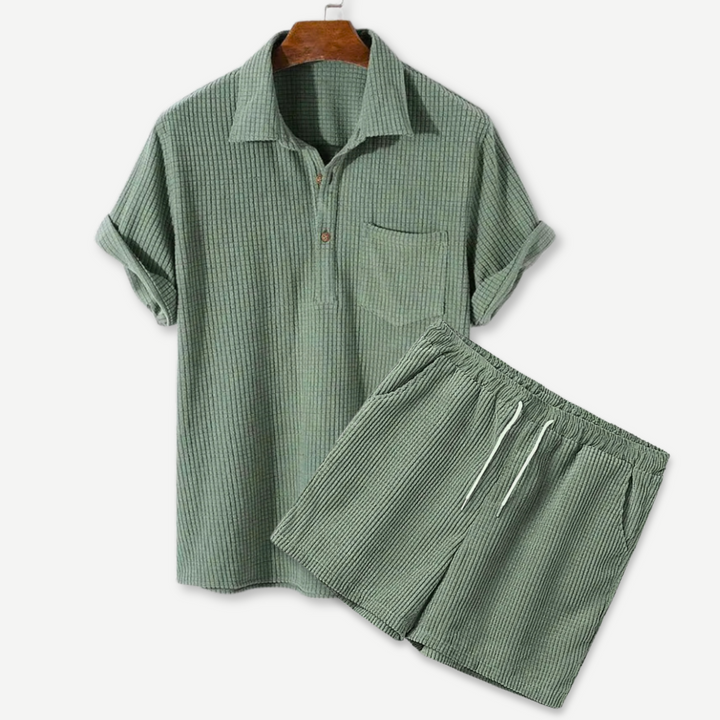 Waffle Polo & Shorts Set - Bentley Maxwell