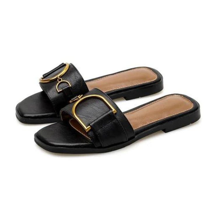 Square-Toe Chic Leather Sandals - Bentley Maxwell