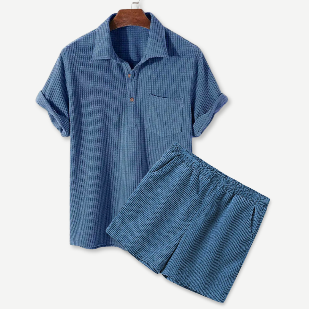 Waffle Polo & Shorts Set - Bentley Maxwell