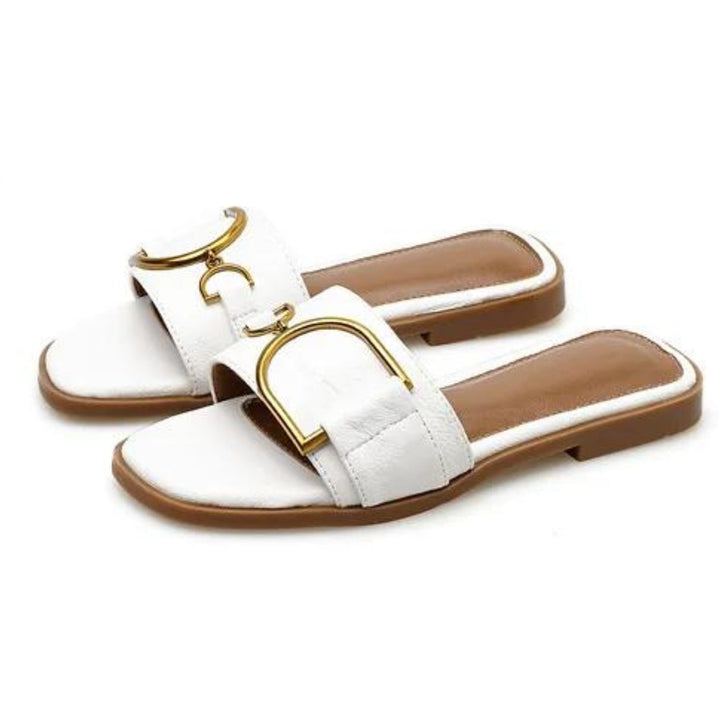 Square-Toe Chic Leather Sandals - Bentley Maxwell
