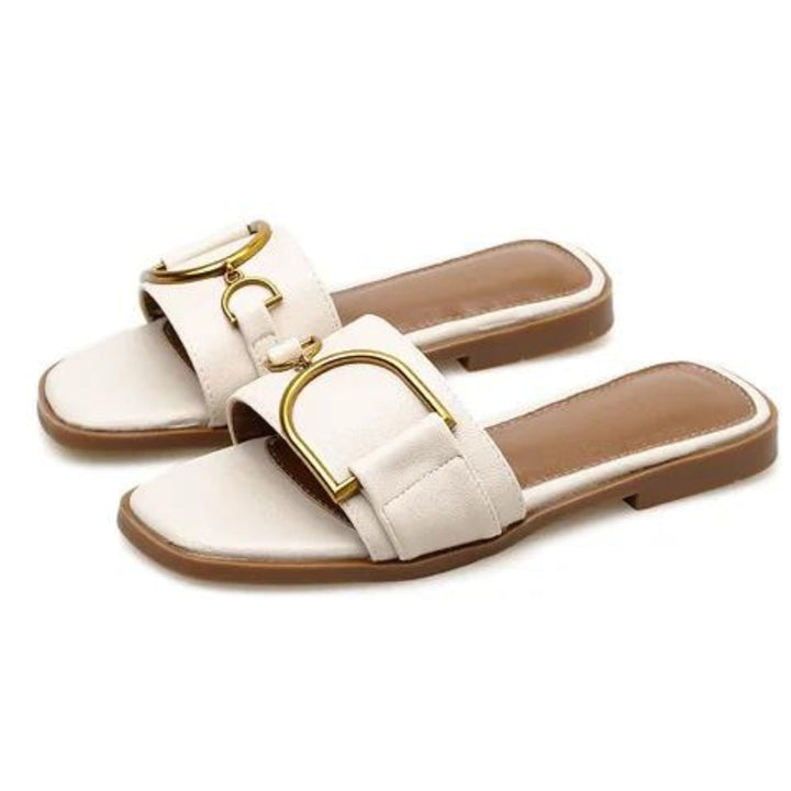 Square-Toe Chic Leather Sandals - Bentley Maxwell