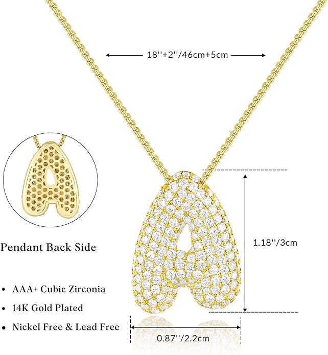 14K Gold Bubble Letter Necklace - Bentley Maxwell