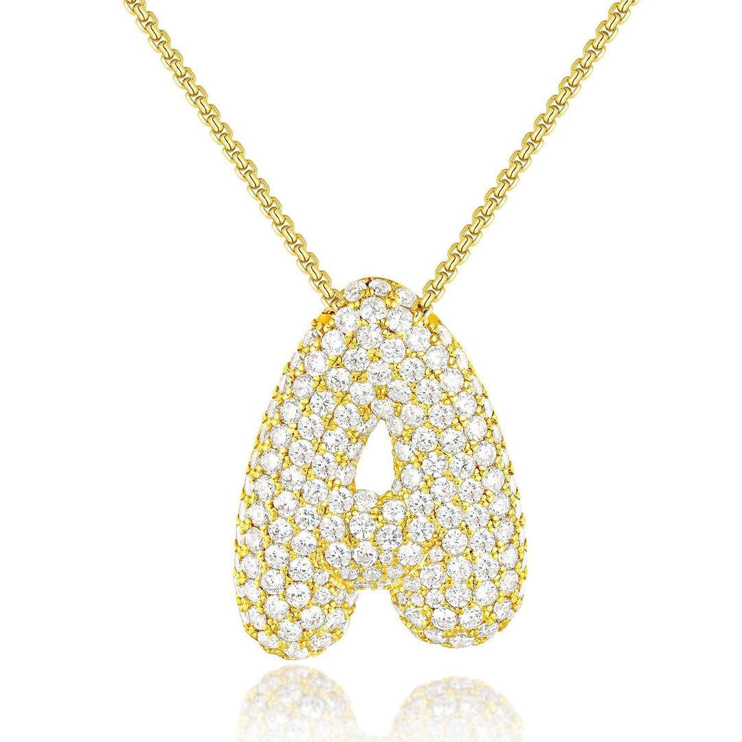 14K Gold Bubble Letter Necklace - Bentley Maxwell