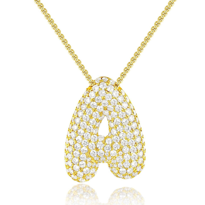 14K Gold Bubble Letter Necklace - Bentley Maxwell