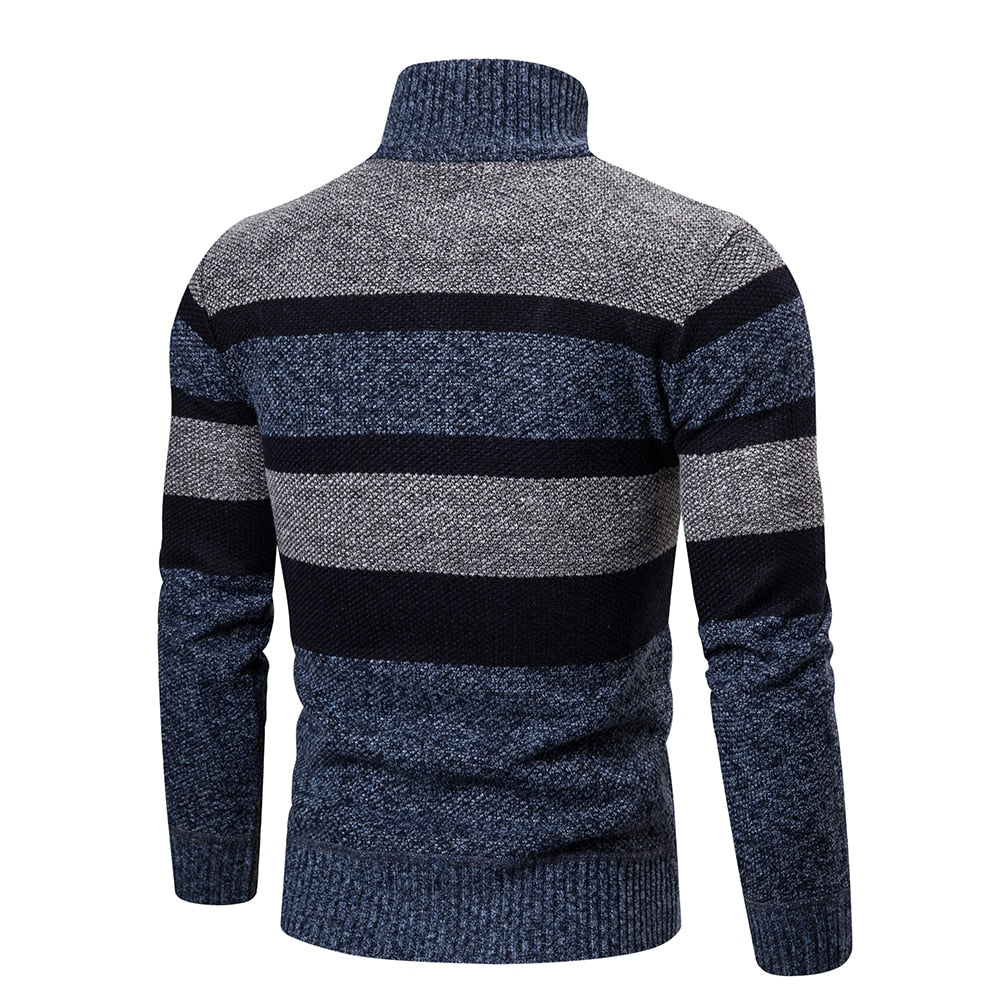Mens Striped Slim Fit Knitted Cardigan - Bentley Maxwell