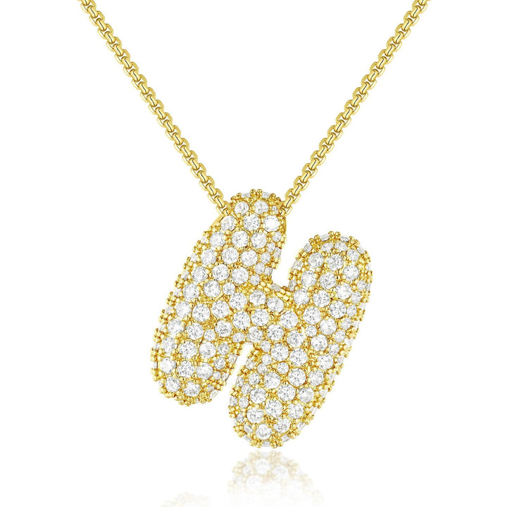 14K Gold Bubble Letter Necklace - Bentley Maxwell