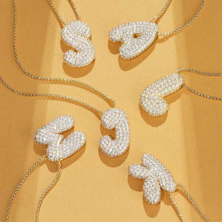 14K Gold Bubble Letter Necklace - Bentley Maxwell