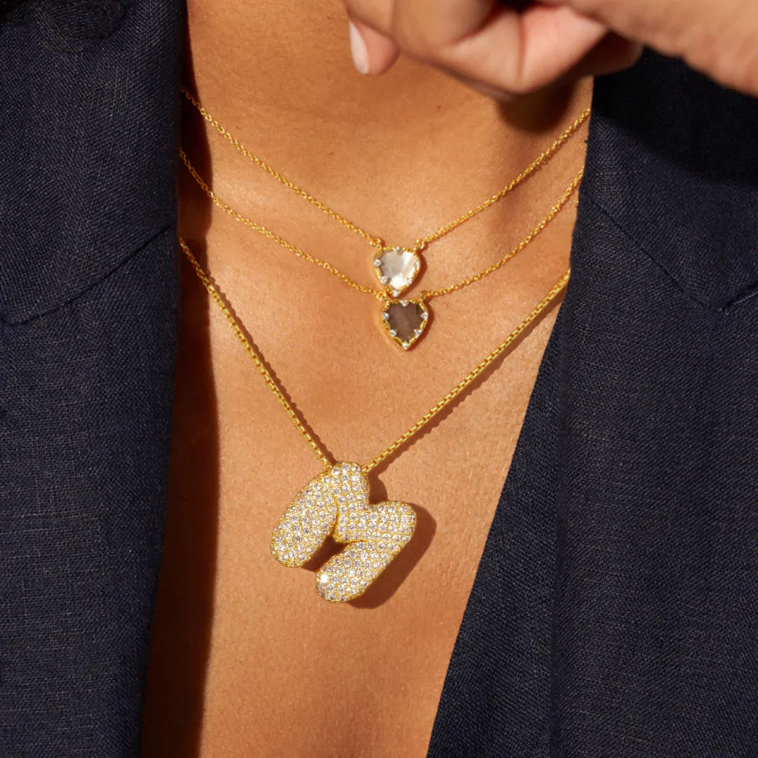 14K Gold Bubble Letter Necklace - Bentley Maxwell