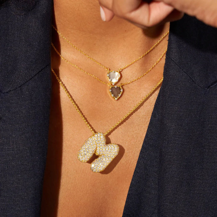 14K Gold Bubble Letter Necklace - Bentley Maxwell