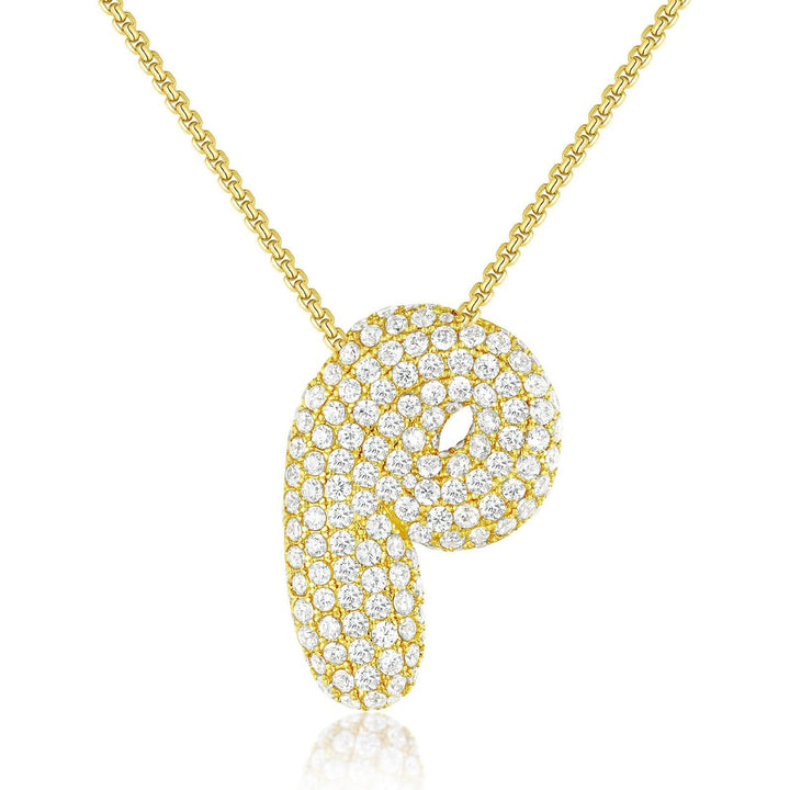 14K Gold Bubble Letter Necklace - Bentley Maxwell