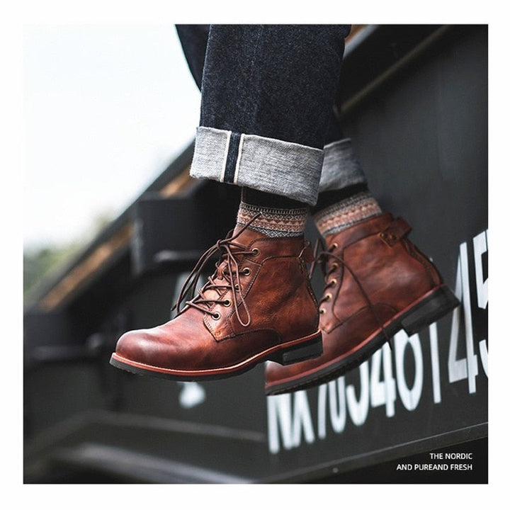 Leather High Comfortable Retro Boots - Bentley Maxwell