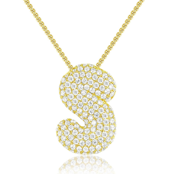 14K Gold Bubble Letter Necklace - Bentley Maxwell