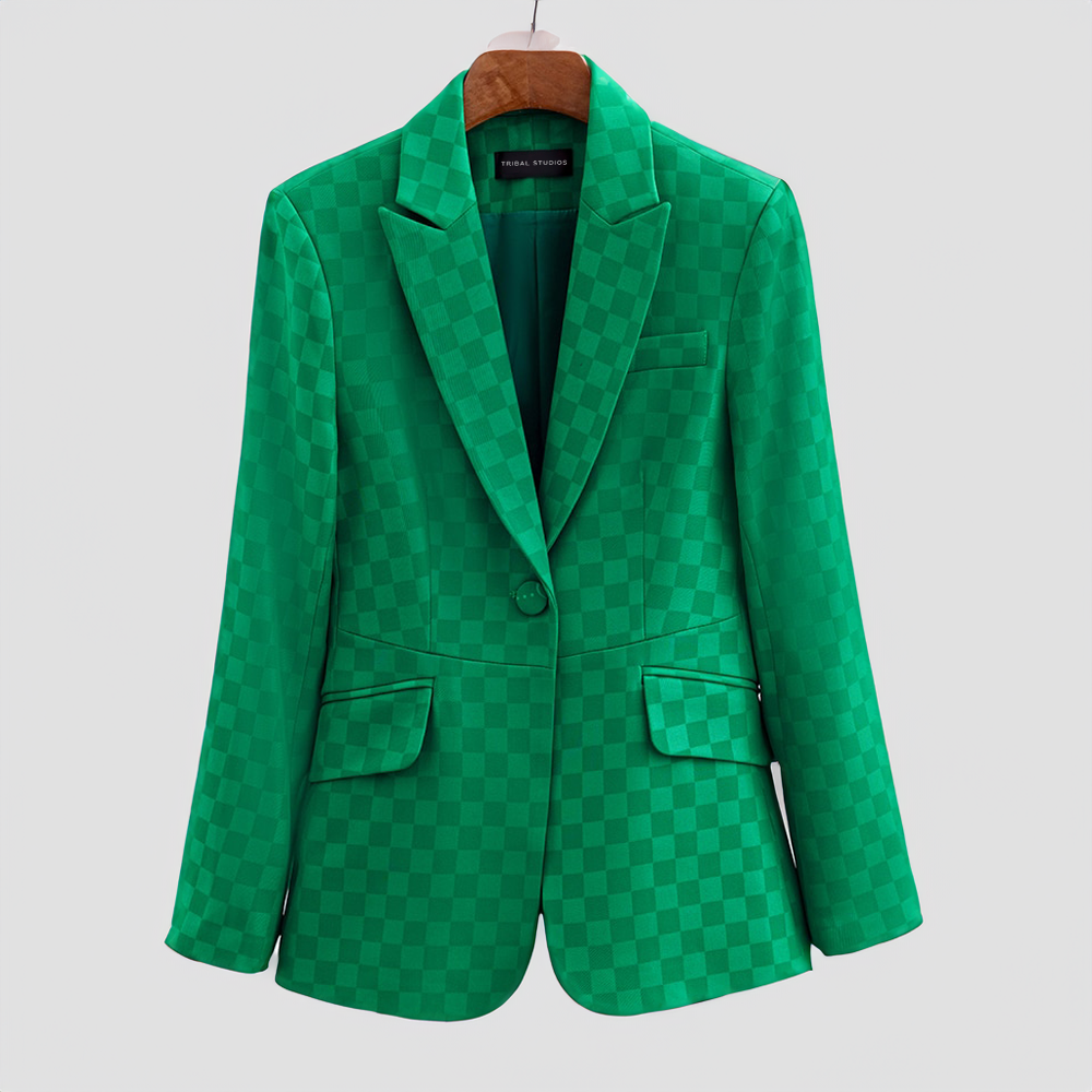Eva Elegant Plaid Blazer - Bentley Maxwell