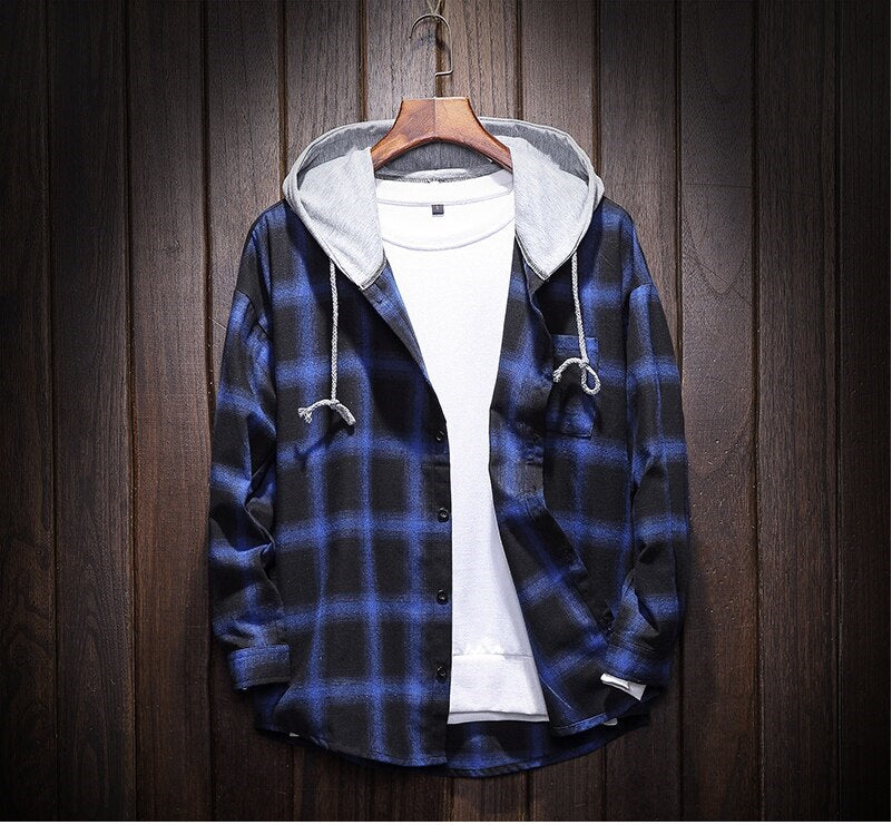 Plaid Casual Hooded Shirt - Bentley Maxwell