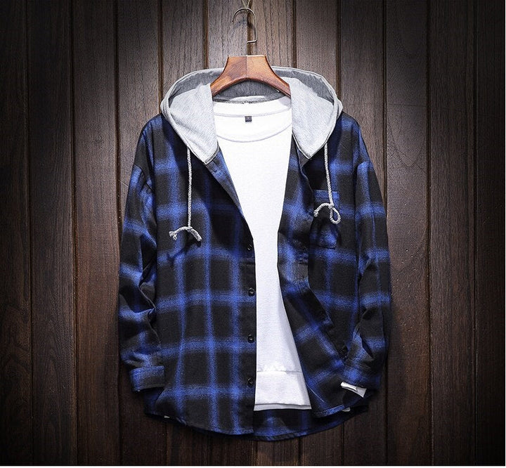 Plaid Casual Hooded Shirt - Bentley Maxwell