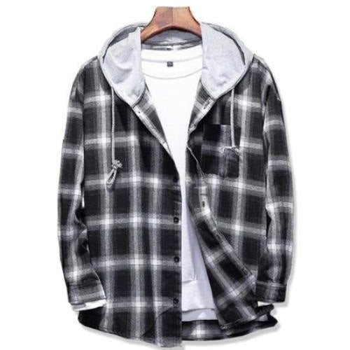 Plaid Casual Hooded Shirt - Bentley Maxwell