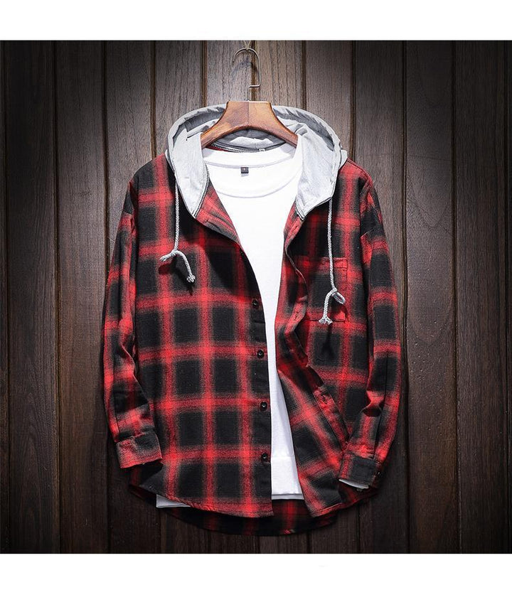 Plaid Casual Hooded Shirt - Bentley Maxwell