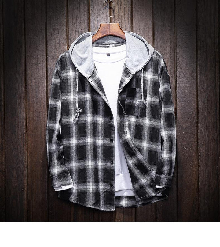 Plaid Casual Hooded Shirt - Bentley Maxwell