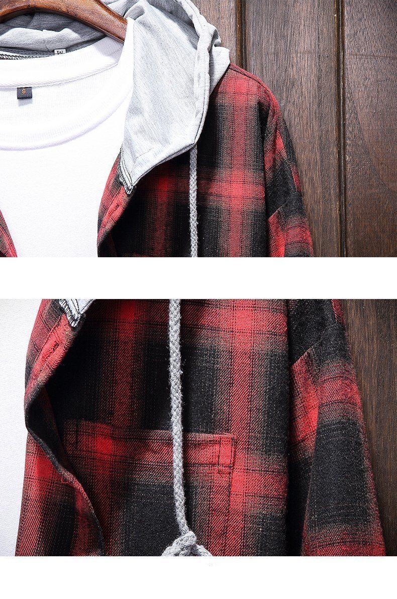 Plaid Casual Hooded Shirt - Bentley Maxwell