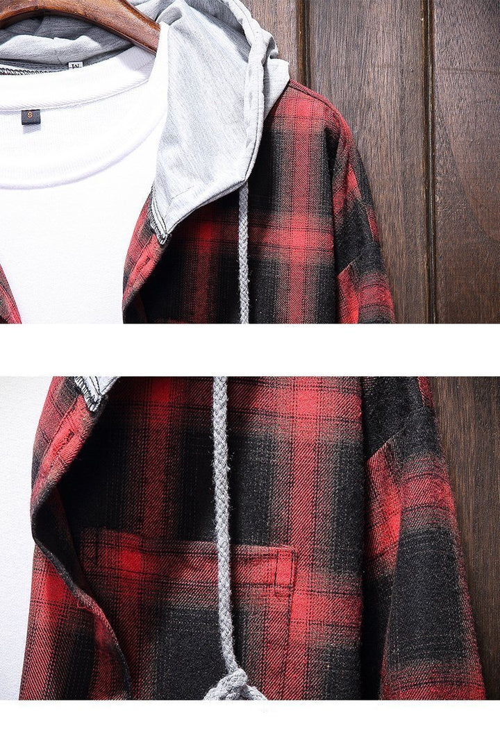 Plaid Casual Hooded Shirt - Bentley Maxwell