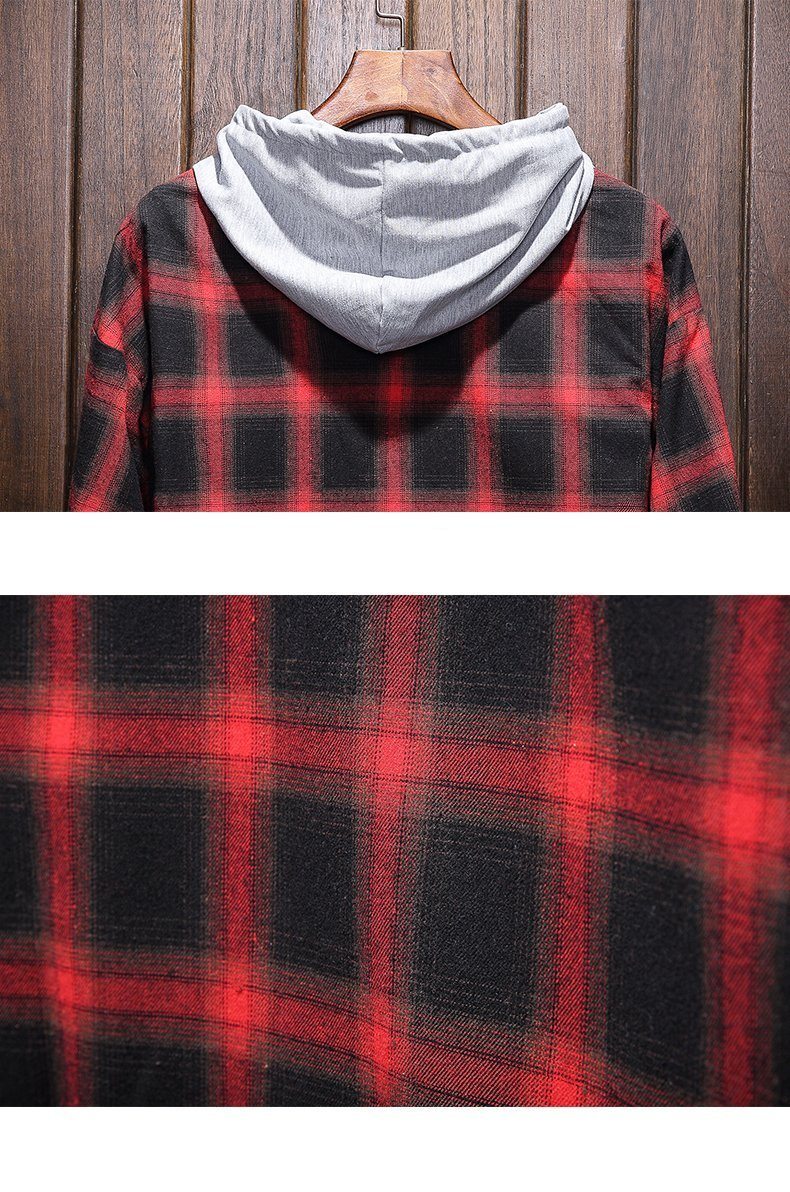 Plaid Casual Hooded Shirt - Bentley Maxwell