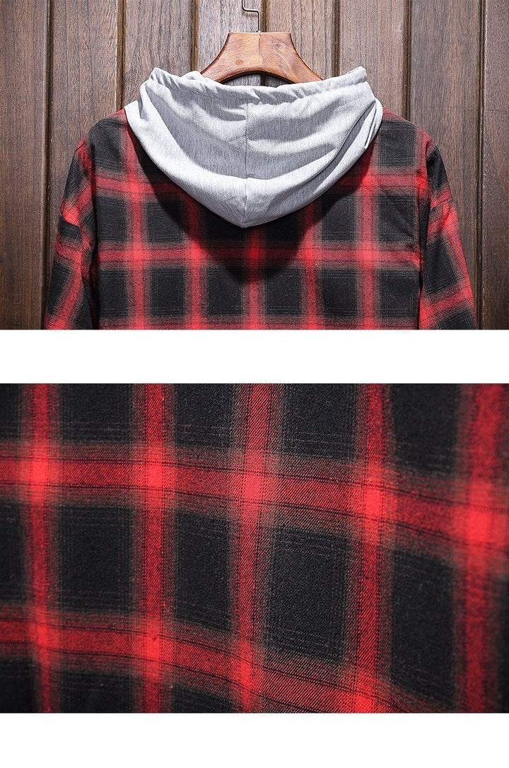 Plaid Casual Hooded Shirt - Bentley Maxwell