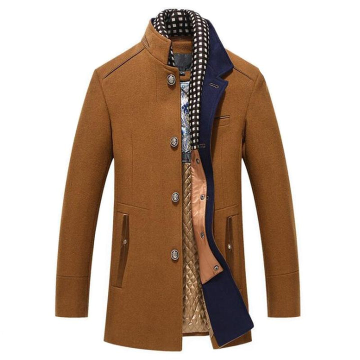 Wool Cashmere Detachable Scarf Coat - Bentley Maxwell